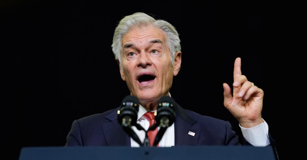 Senators Question Dr. Oz Over CMS Ties to Election Denial Network Empty U.S. Senate hearing room with wooden chairs and microphones on long tables